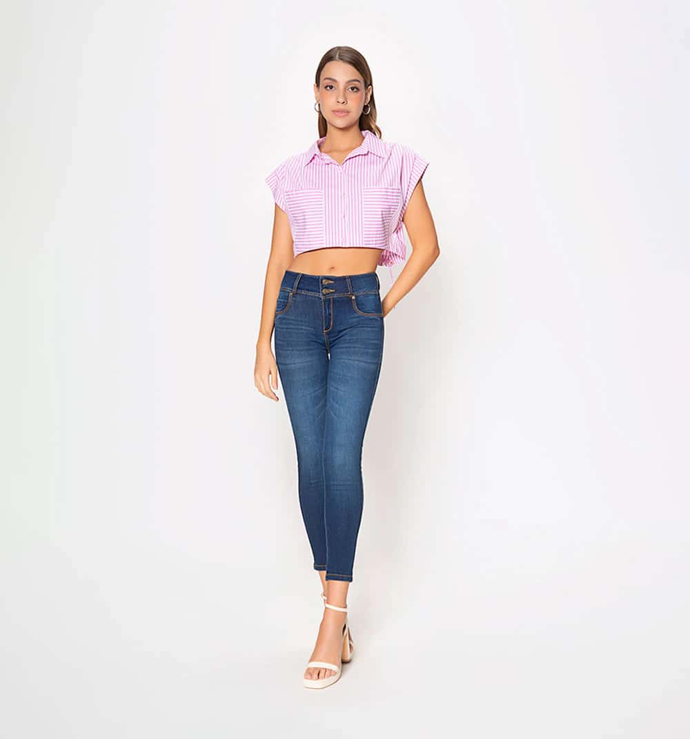 Blusa manga rodada prenses bolsillo