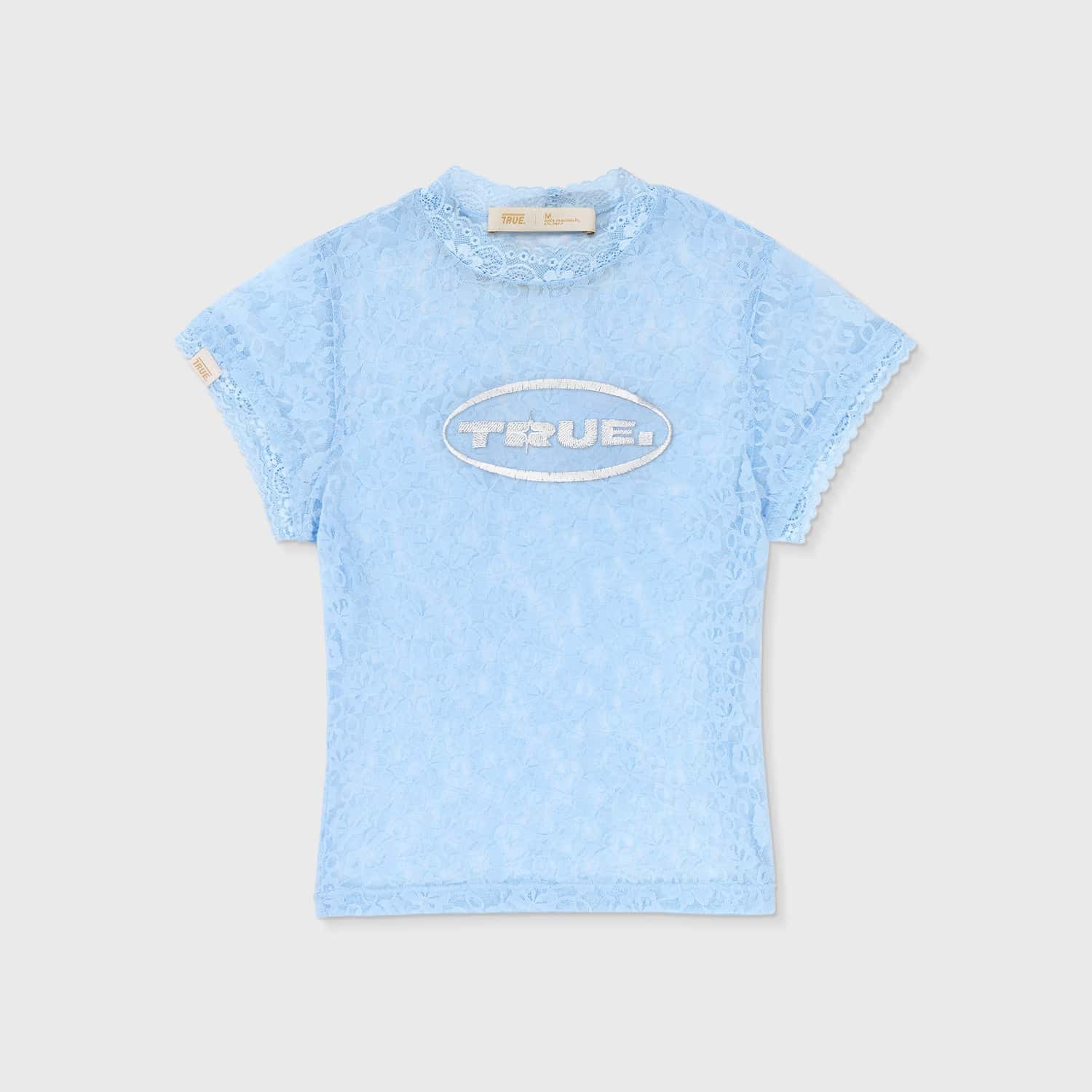 Floral Lace Baby Tee - Light Blue