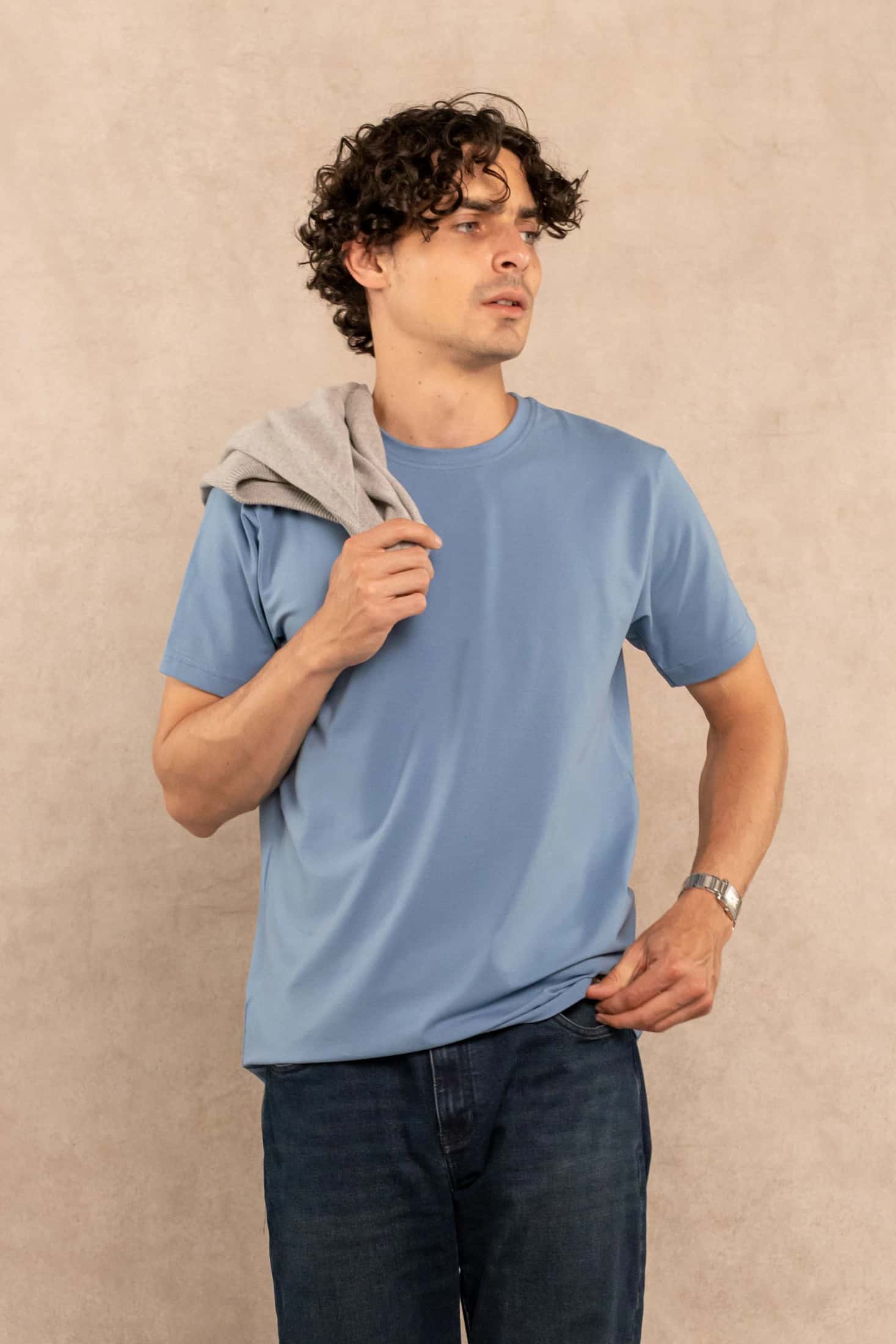 Camiseta Antimanchas Azul Chino - Talla Regular