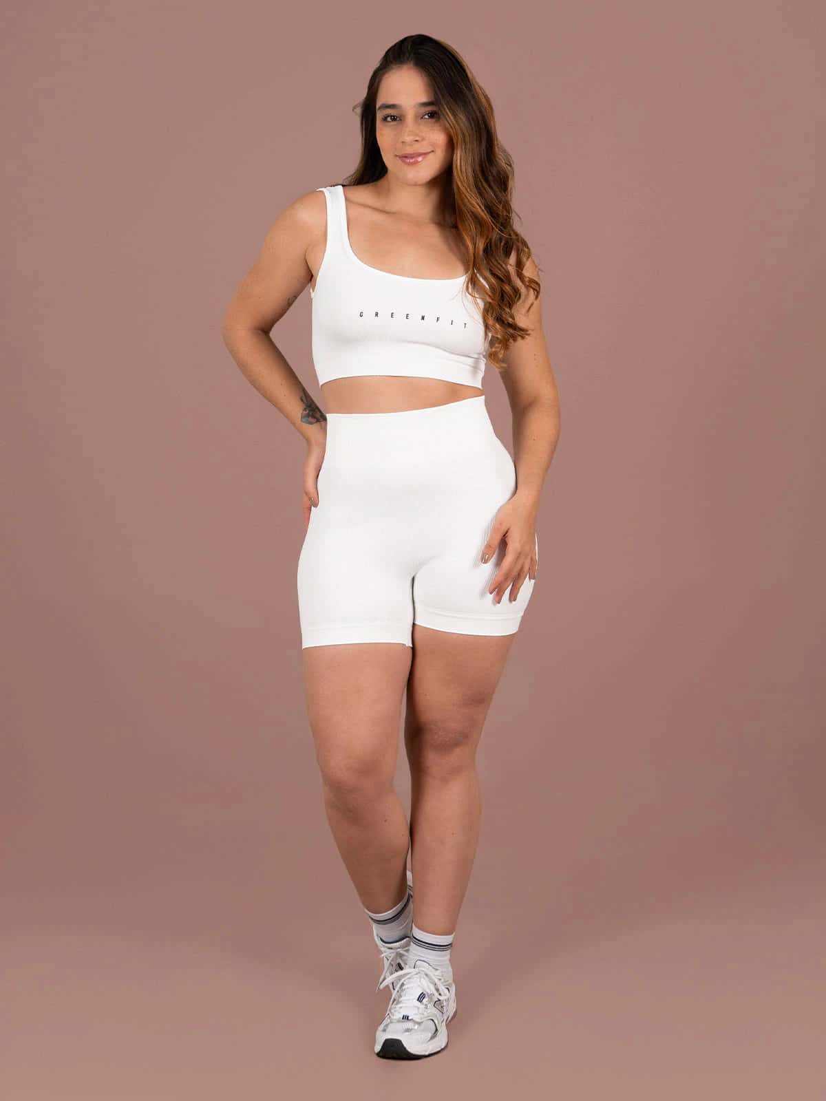 Ela short set seamless blanco