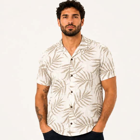 CAMISA MC 100% ALGODON ESTAMPADA CUELLO