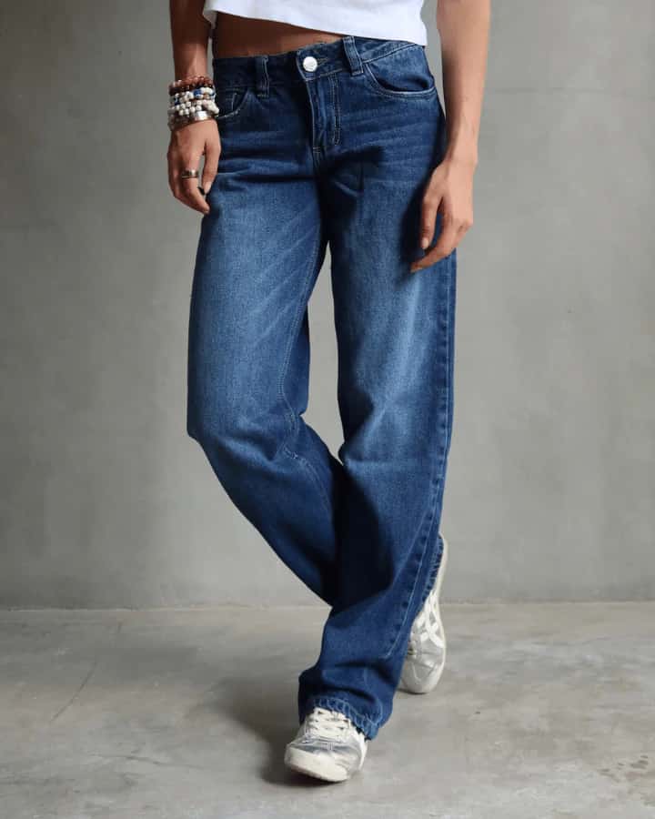 JEAN EXTRA LOW STRAIGHT FIT CROC BEIGE STARS AZUL - miniatura 2