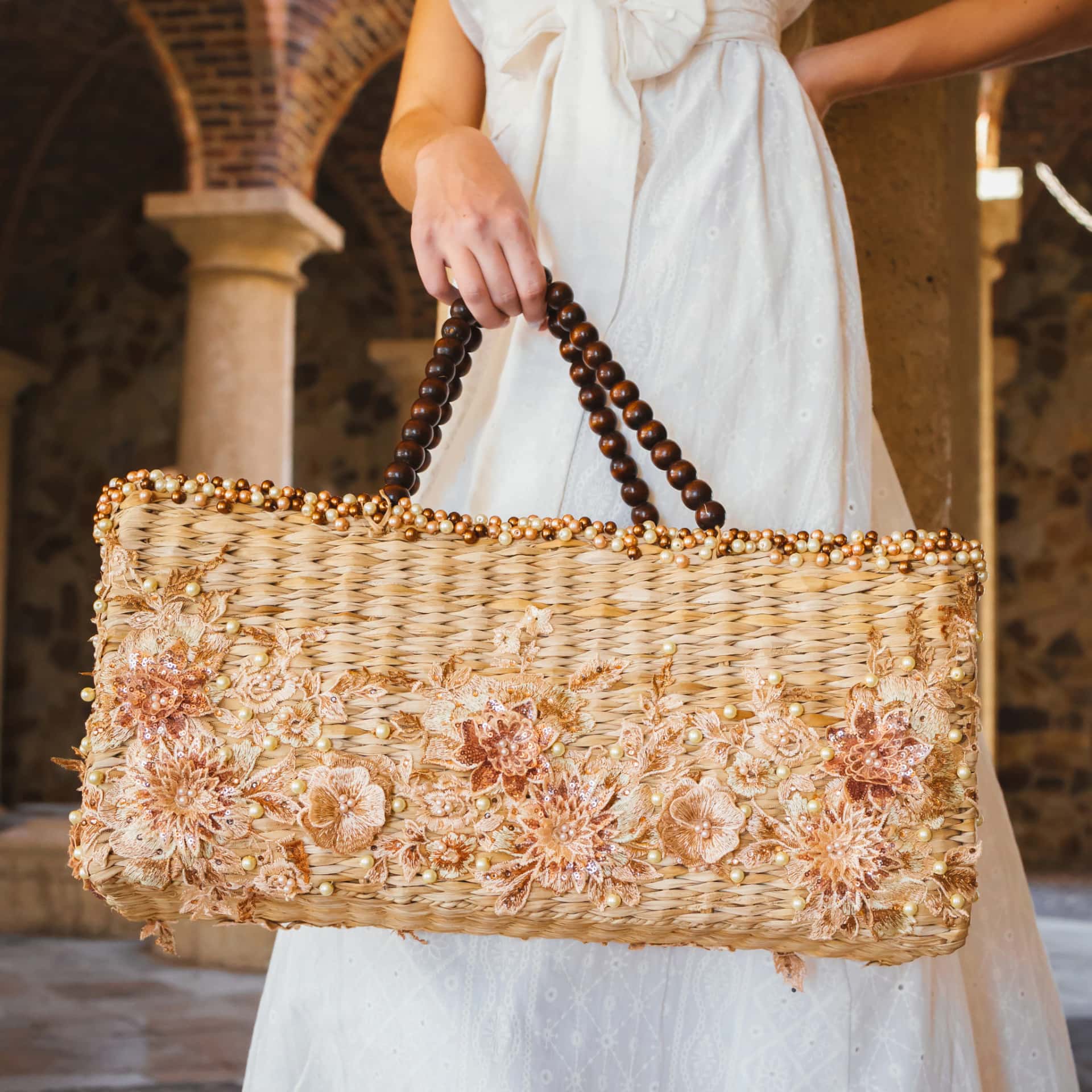 Floral Wicker Handbag