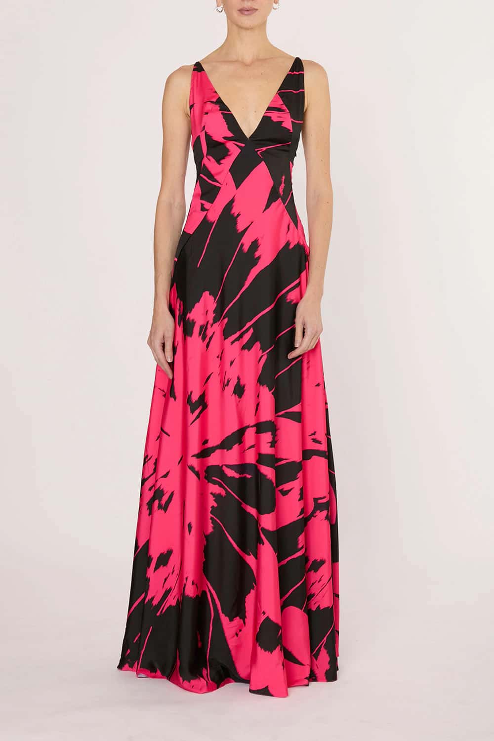 PLUME FUCSHIA LEIA LONG DRESS