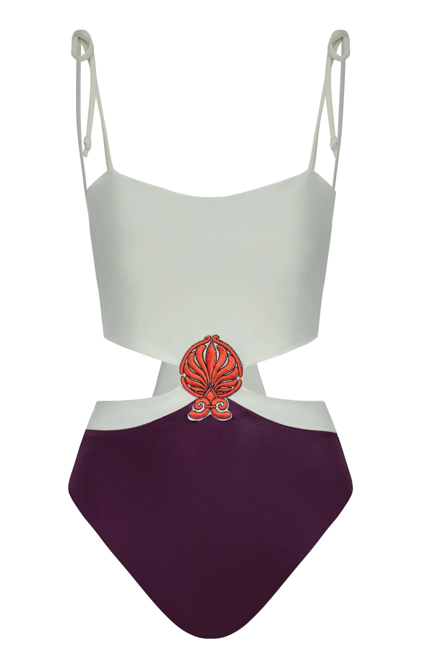 Pestana Embroidered One Piece / Purple - Ivory