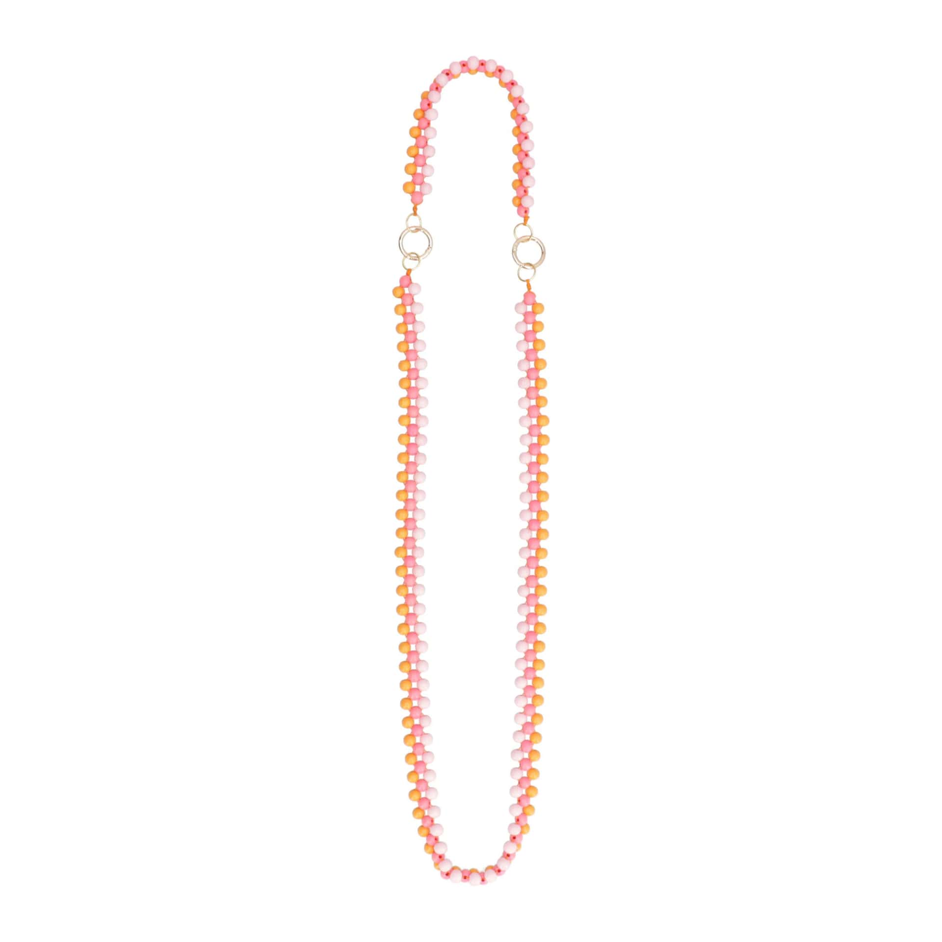 Strap Viajero En Chaquira De Madera - Ocaso Naranja