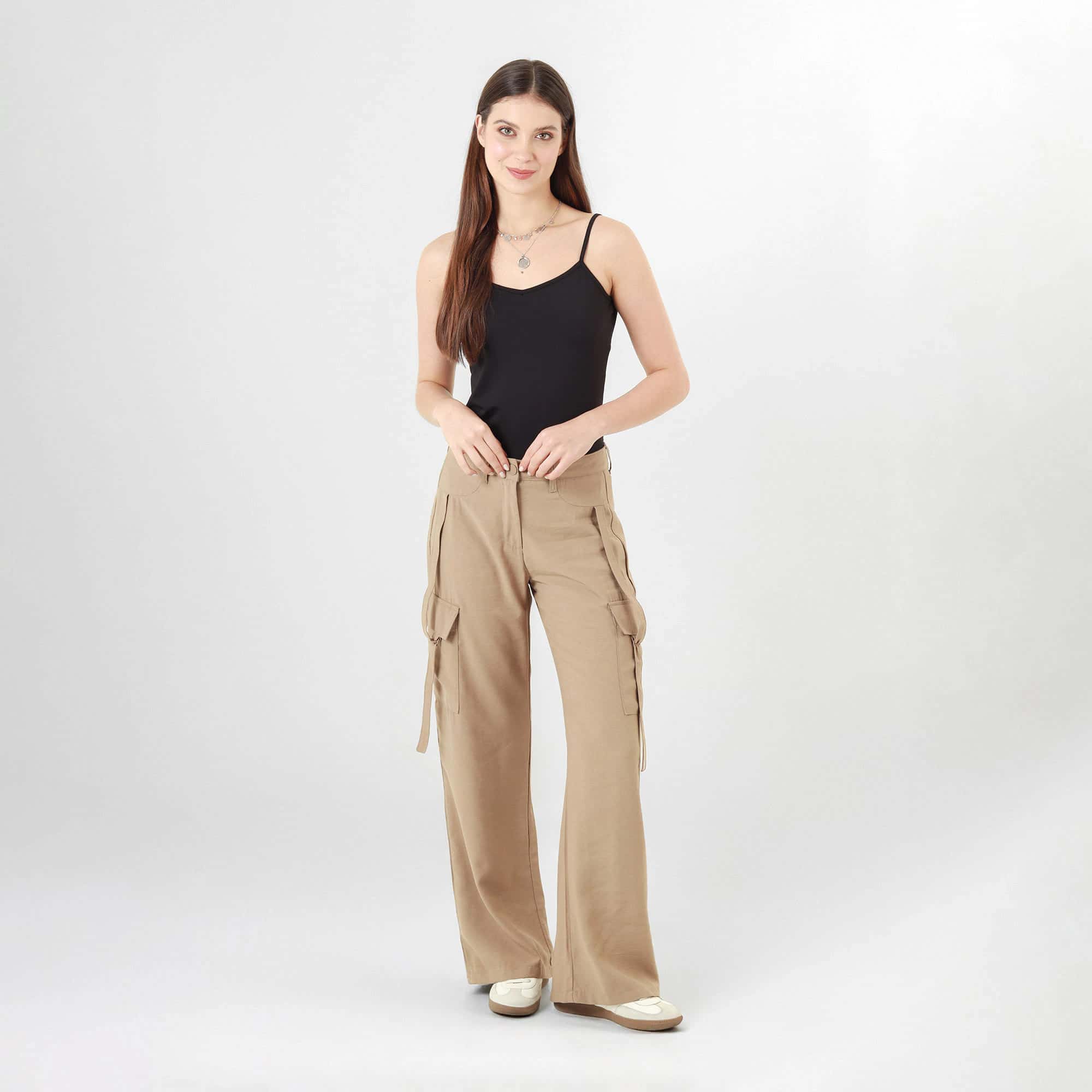 Pantalon Tipo Cargo Tiro Alto Bota Recta