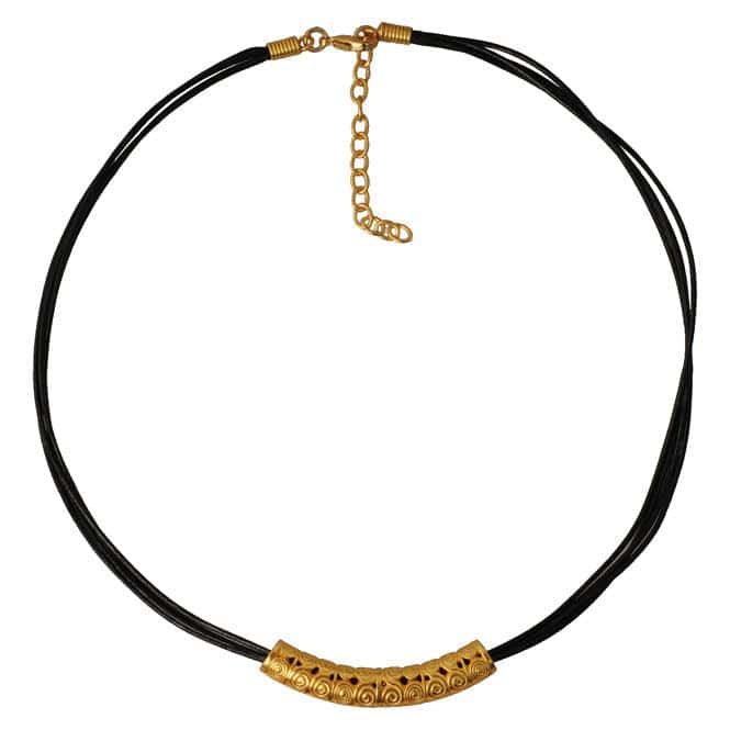 Collar Cuero 4 Vueltas y Accesorio Precolombino