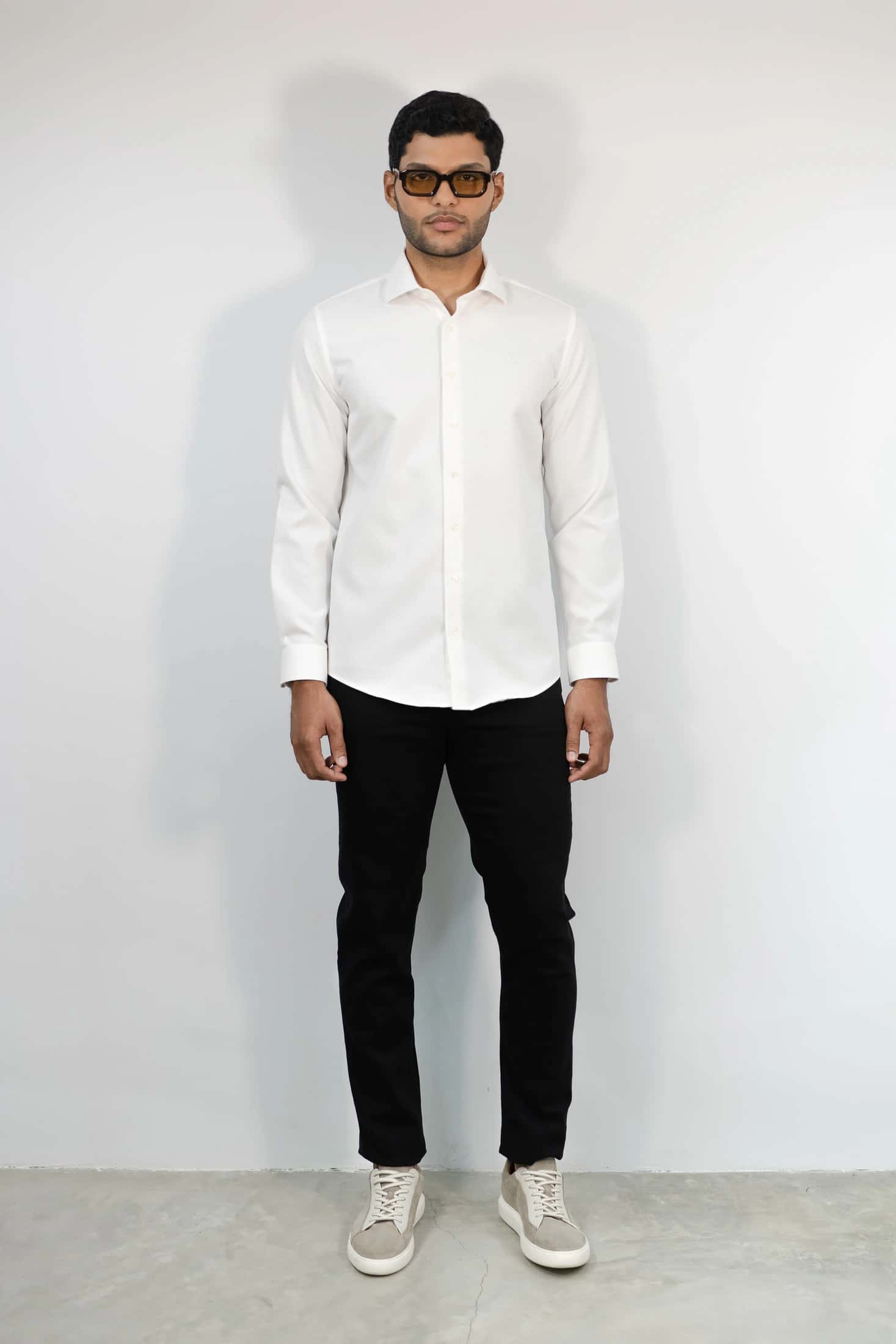 Camisa Manga Larga Blanco/ Doble Waffle