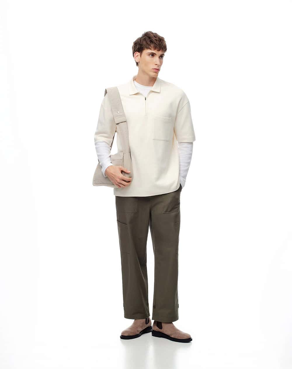Pantalón cargo recto algodón verde hombre