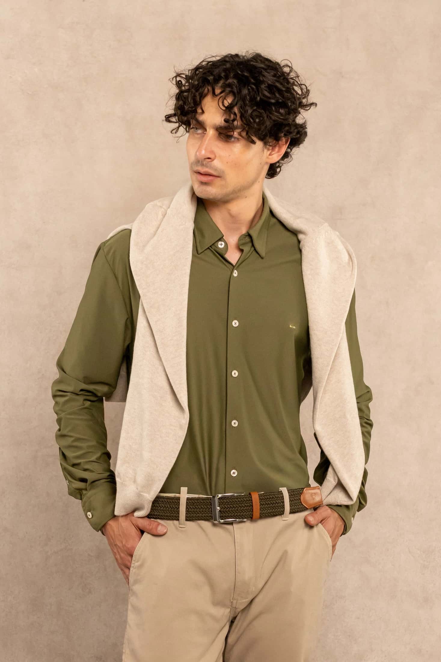 Camisa Performance Oxford Verde Militar