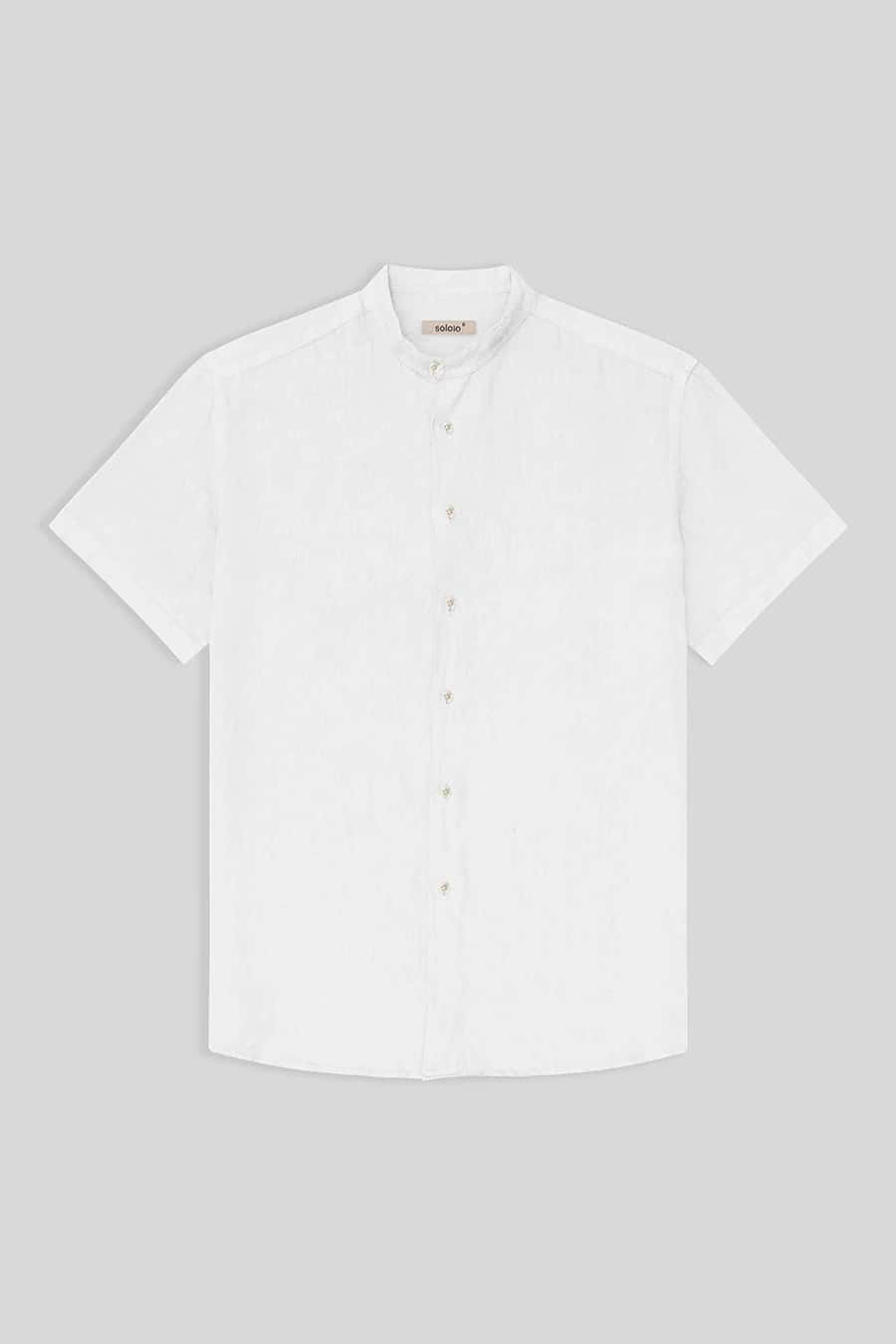 men’s linen shirt mao white mc basic