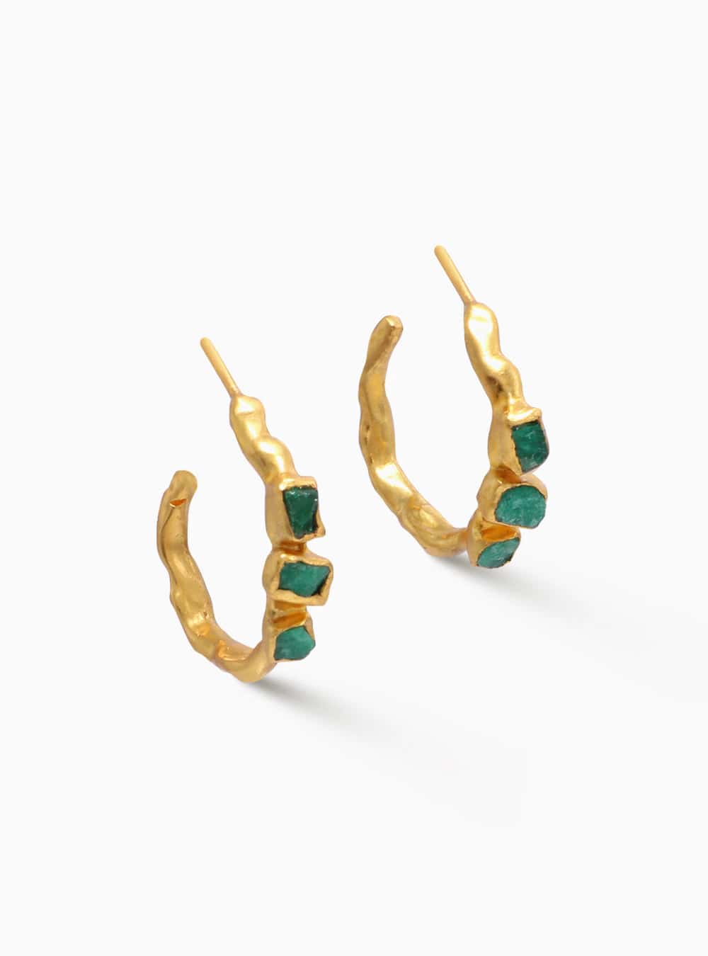 Maya Front Emerald Hoops