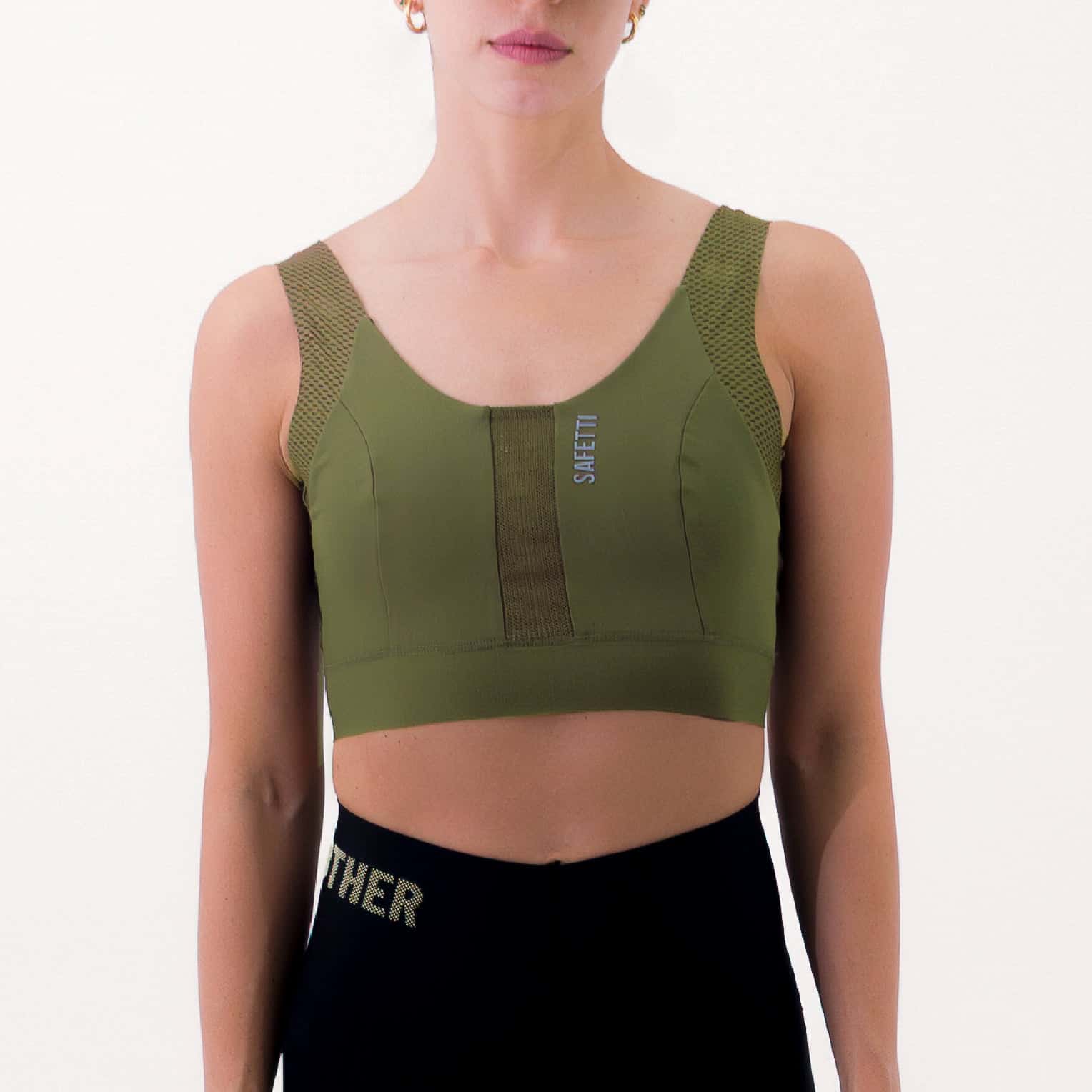 TOP RUNNING SYNK VERDE OLIVA PARA MUJER - miniatura 3