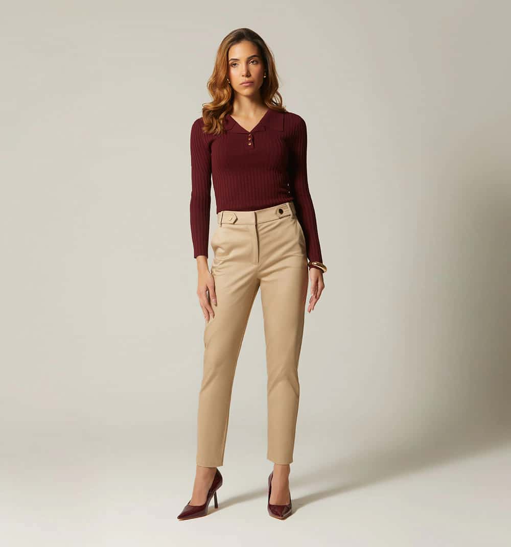 Pantalon tiro alto detalle en pretina
