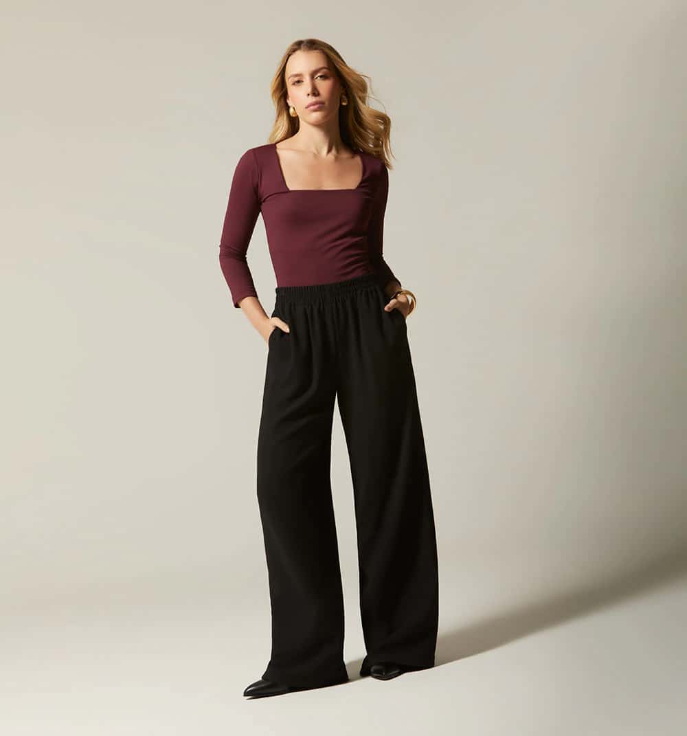 Pantalon palazo elastico en cintura