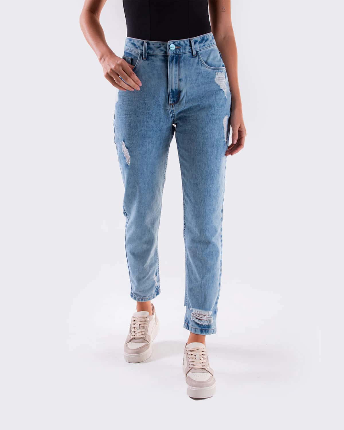 Jean mom fit tono claro para mujer