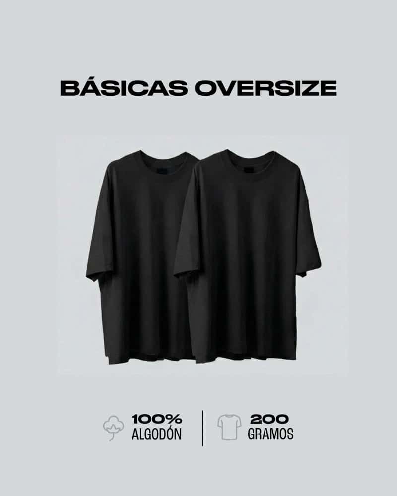 Pack x 2 Camisetas Básicas Oversizes Negras - miniatura 1