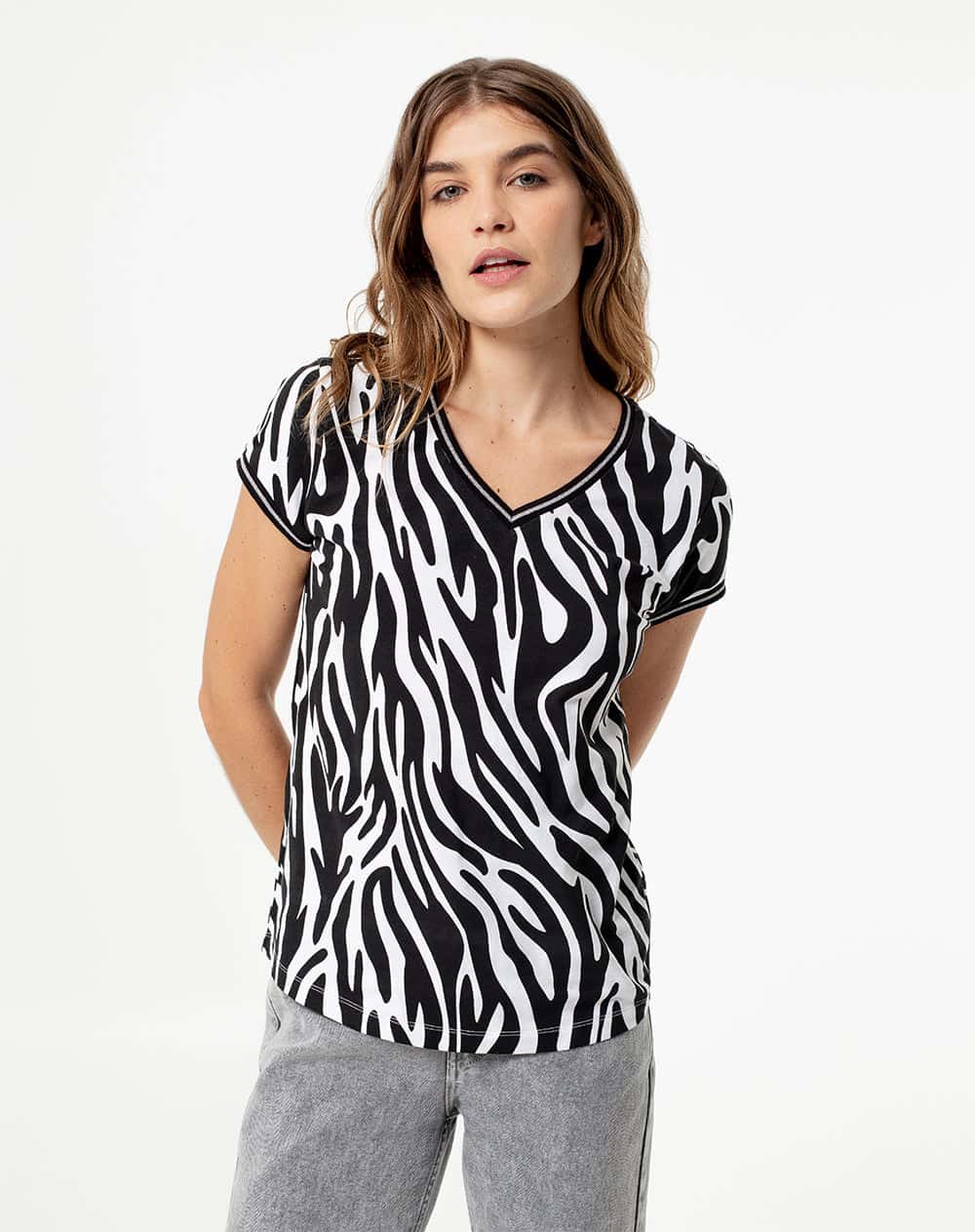 Camiseta regular algodón estampada mujer