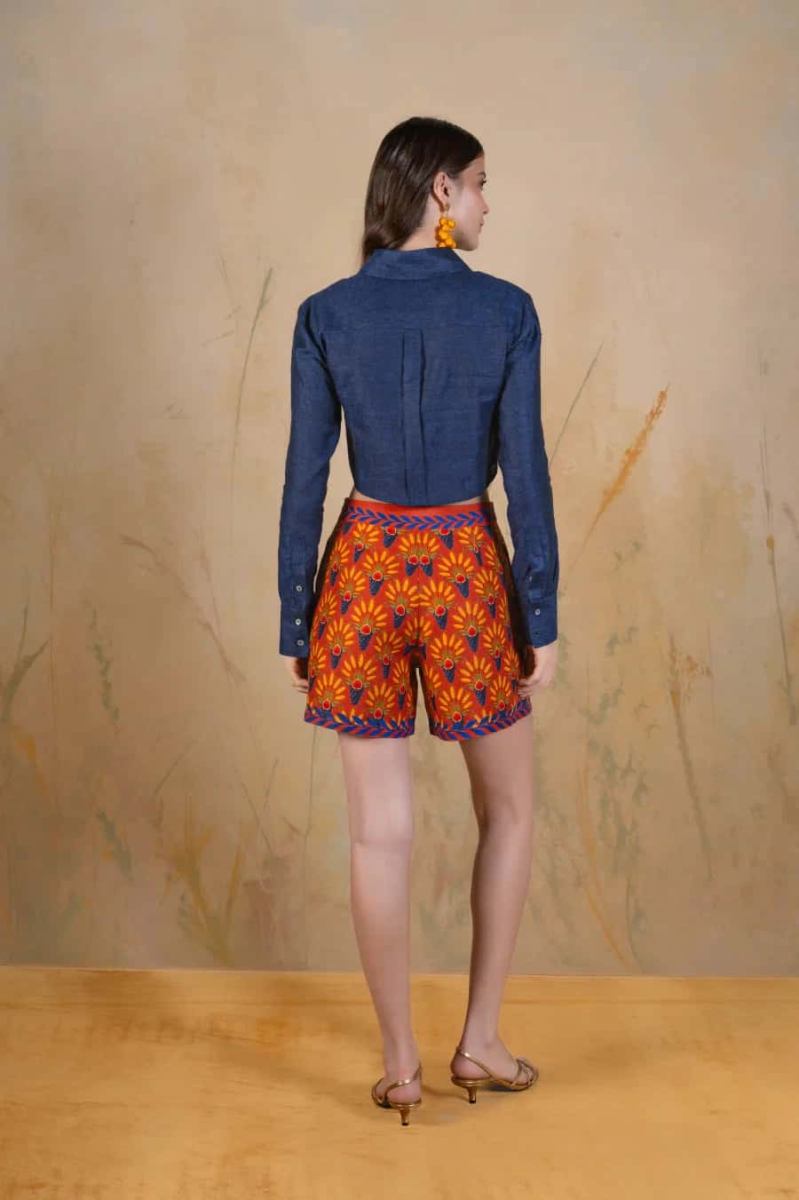 Women's Annona linen Bermuda shorts terracotta - miniatura 3
