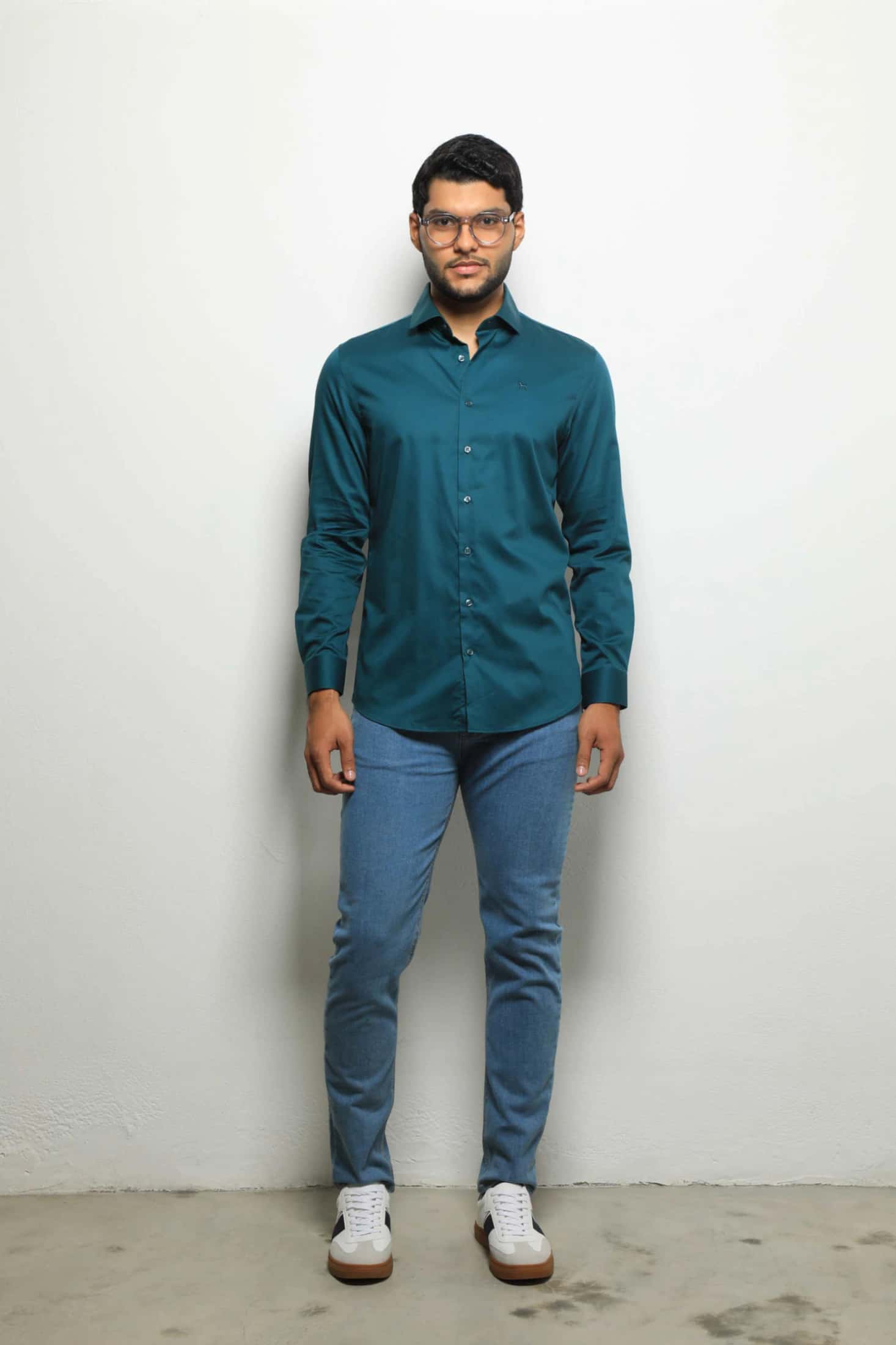 Camisa Manga Larga Verde/Satin