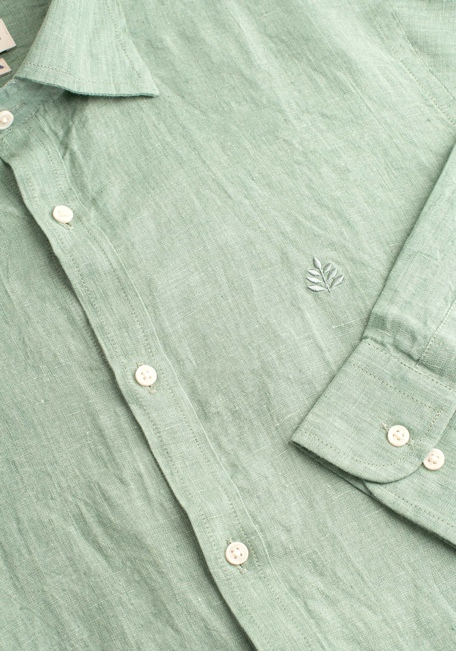Camisa H CI Lino L-Atn Verde Med - miniatura 2
