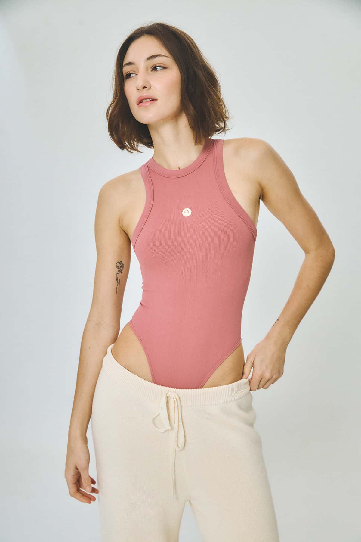 SMILEY RIB BODYSUIT PALO ROSA