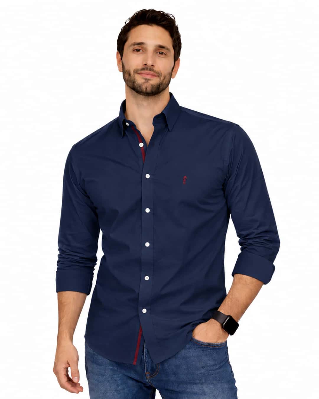Camisa Berlin Manga Larga Azul Oscuro