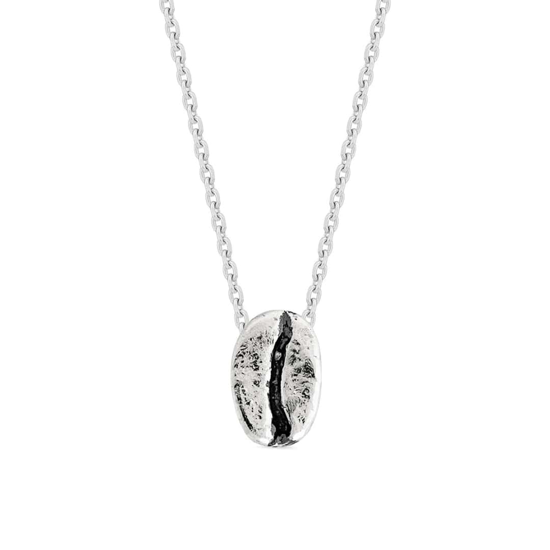 Collar Café Caturra con cadena sencilla corta (45cm) en plata envejecida