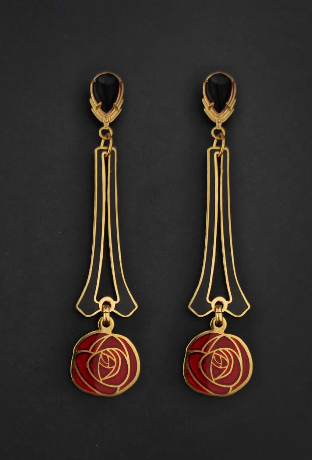 ARETES ROSA MACKINTOSH LARGOS - miniatura 1