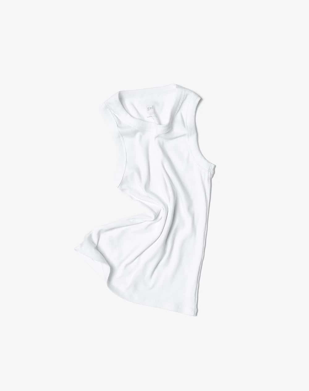Camiseta esqueleto slim rib algodón blanca mujer