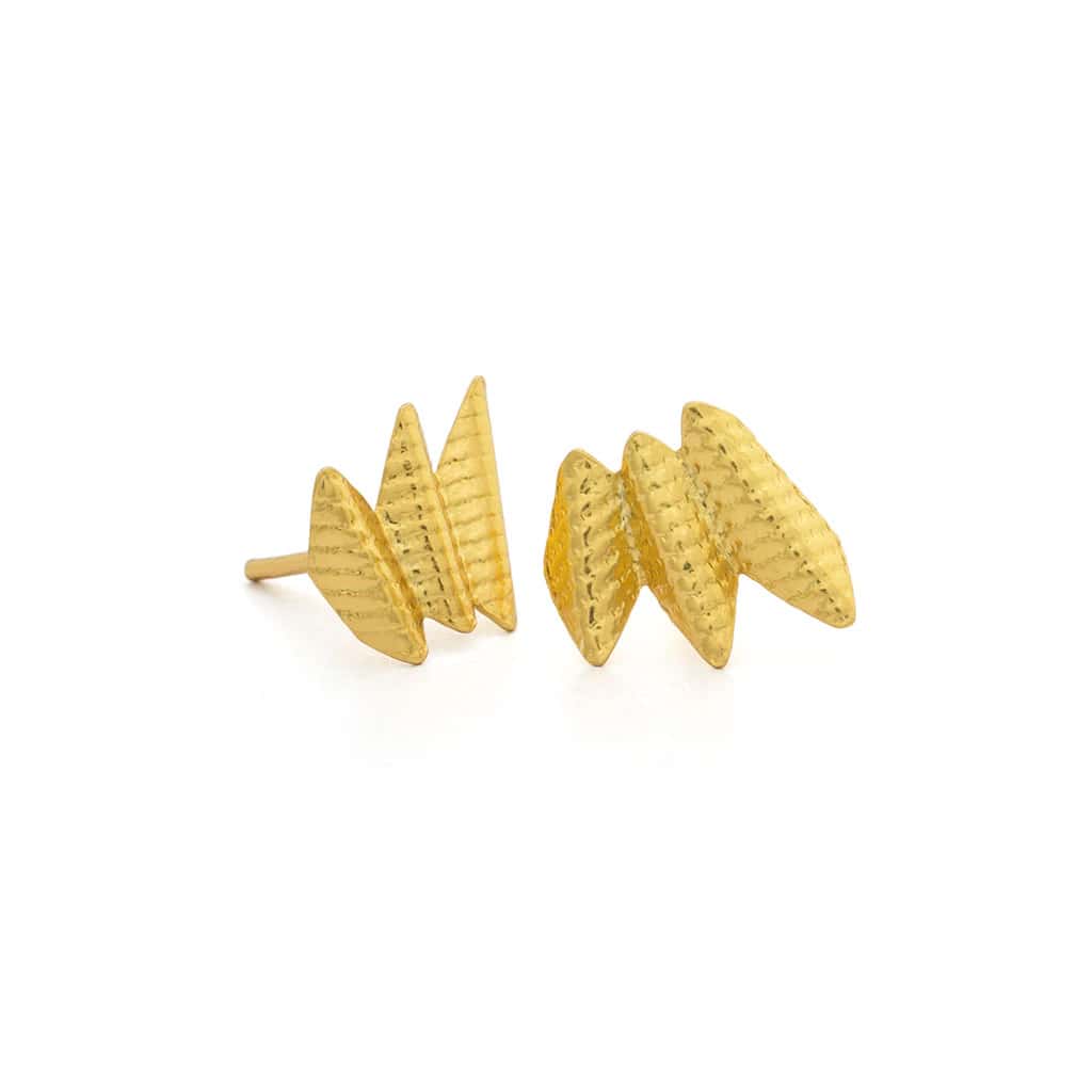 ARETES MINI ABANICOS DORADOS