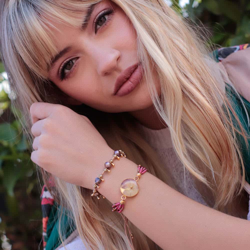 Pulsera set x 2 mostacillas y perlas