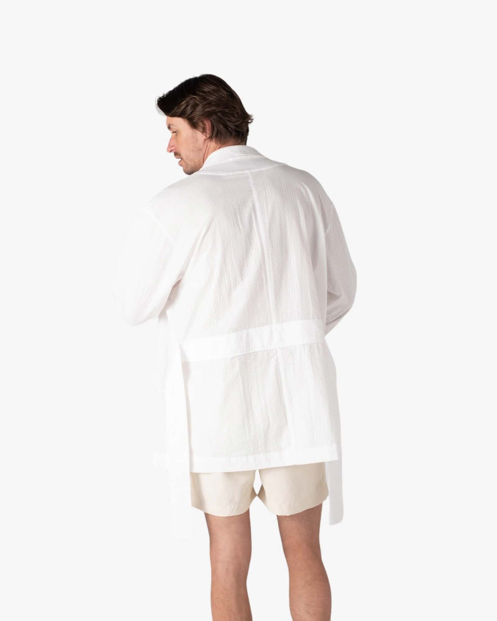 Amalfi White Cotton Robe - miniatura 4