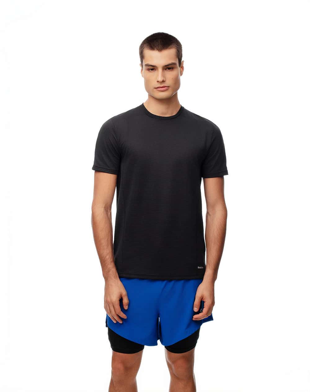 Pantaloneta deportiva azul bloques hombre