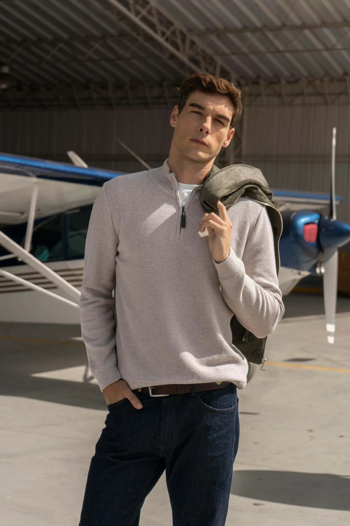Suéter Halfzip Honey Hombre Arena