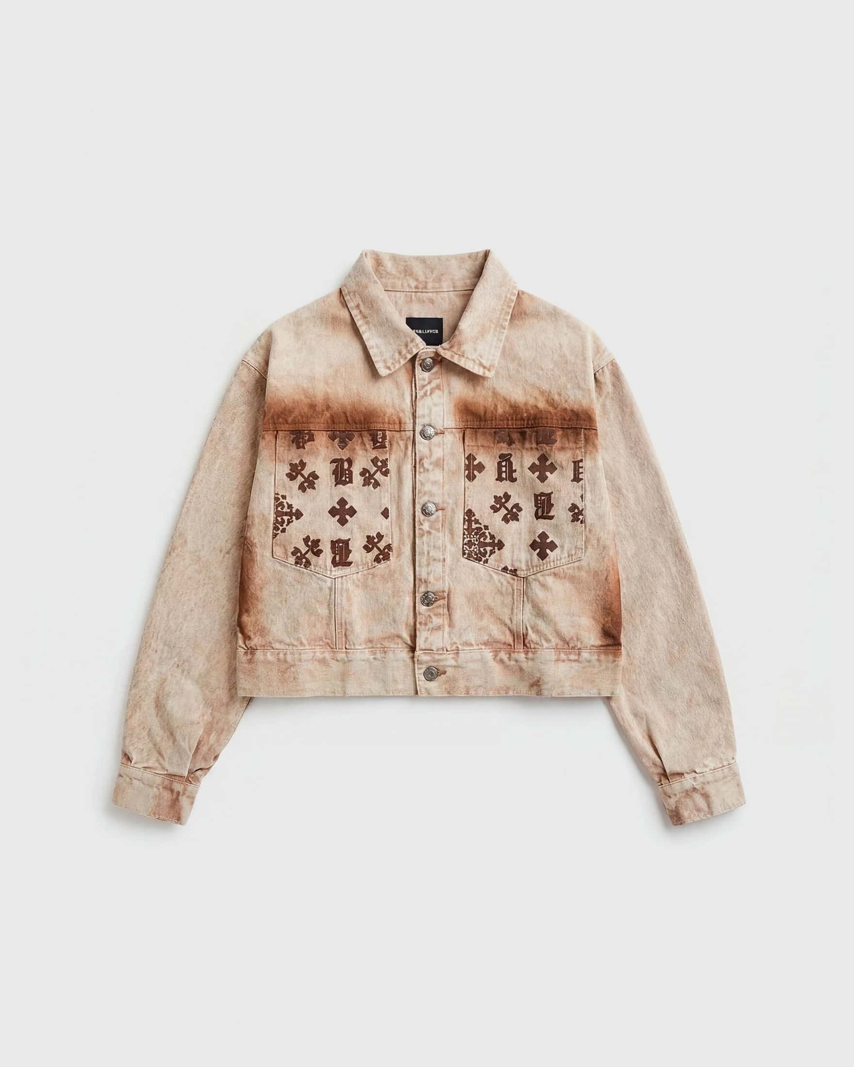 DENIM JACKET MONOGRAM CROP BEIGE - miniatura 2