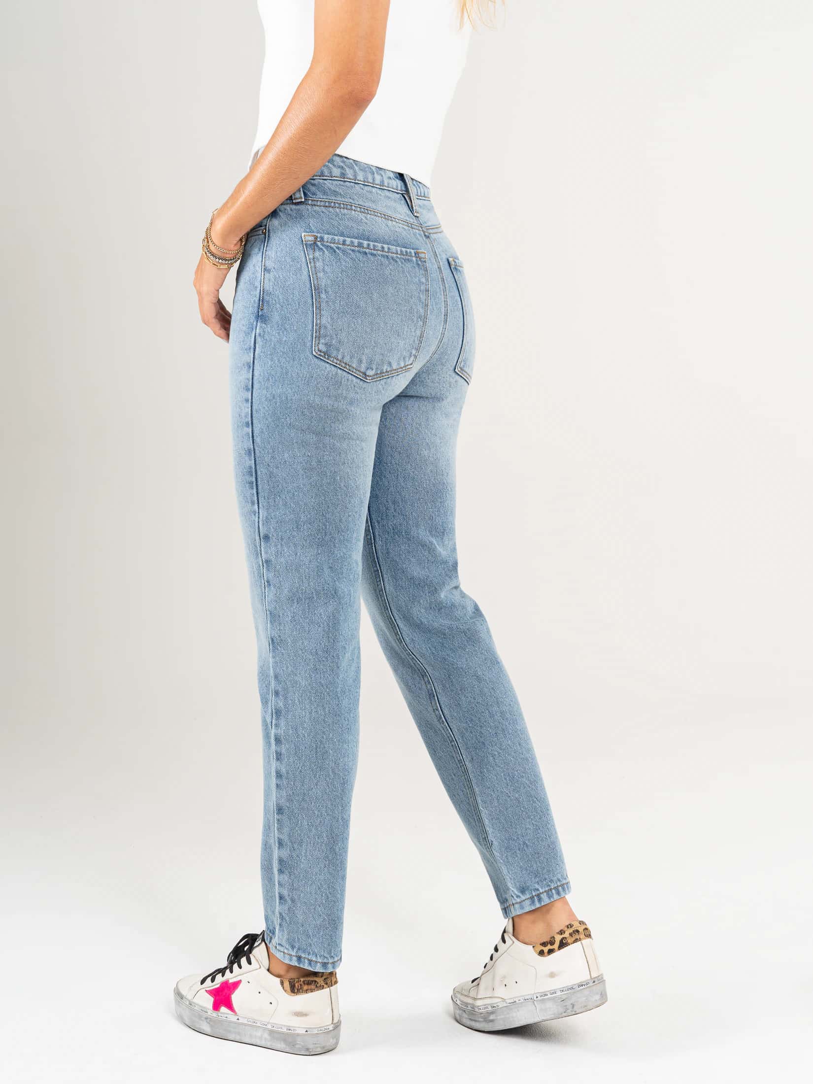 Ref: 066544 Jean Mom fit, rígido, tiro alto, tono azul medio. - miniatura 2
