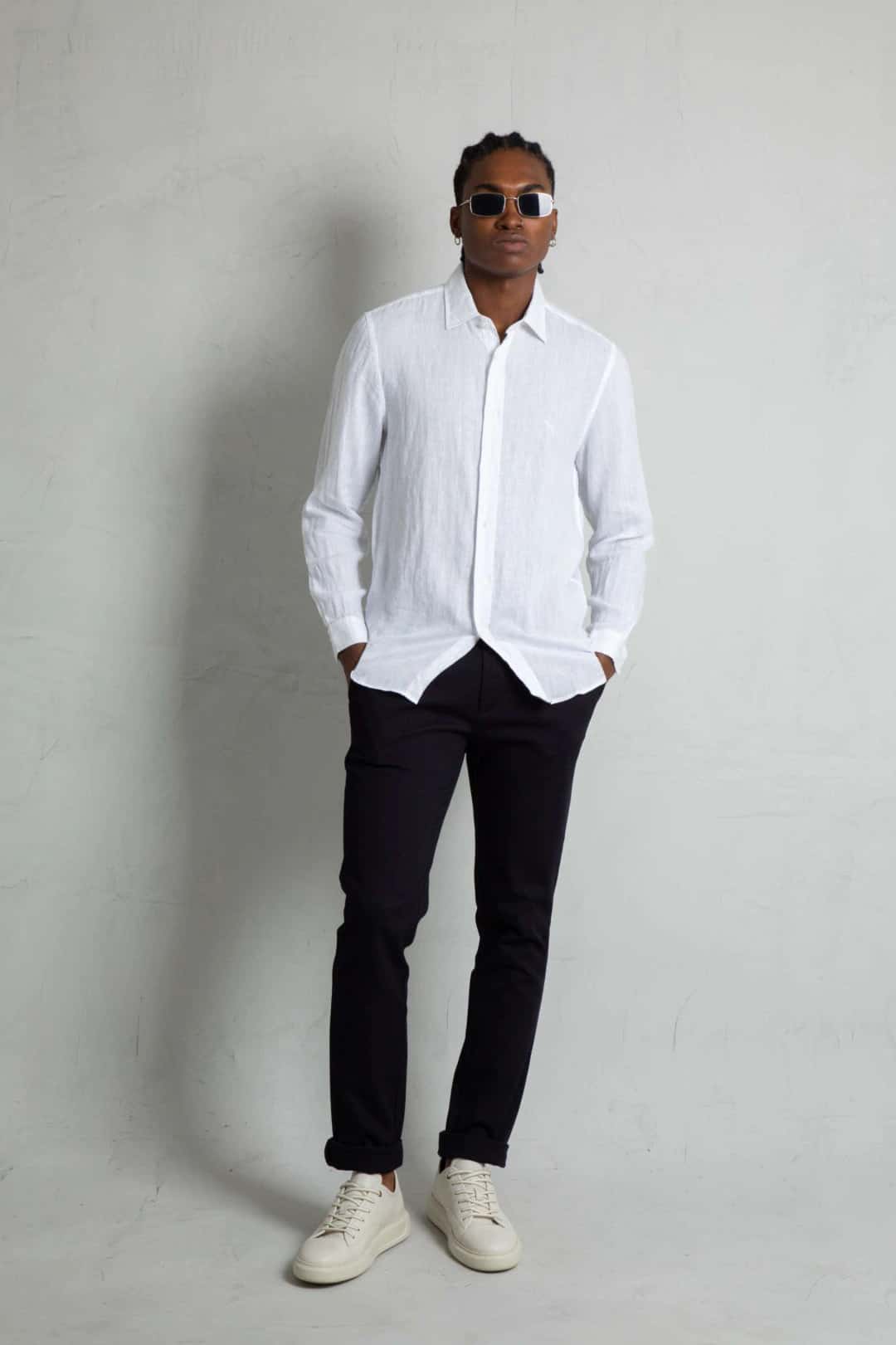Camisa Manga Larga Lino Blanco