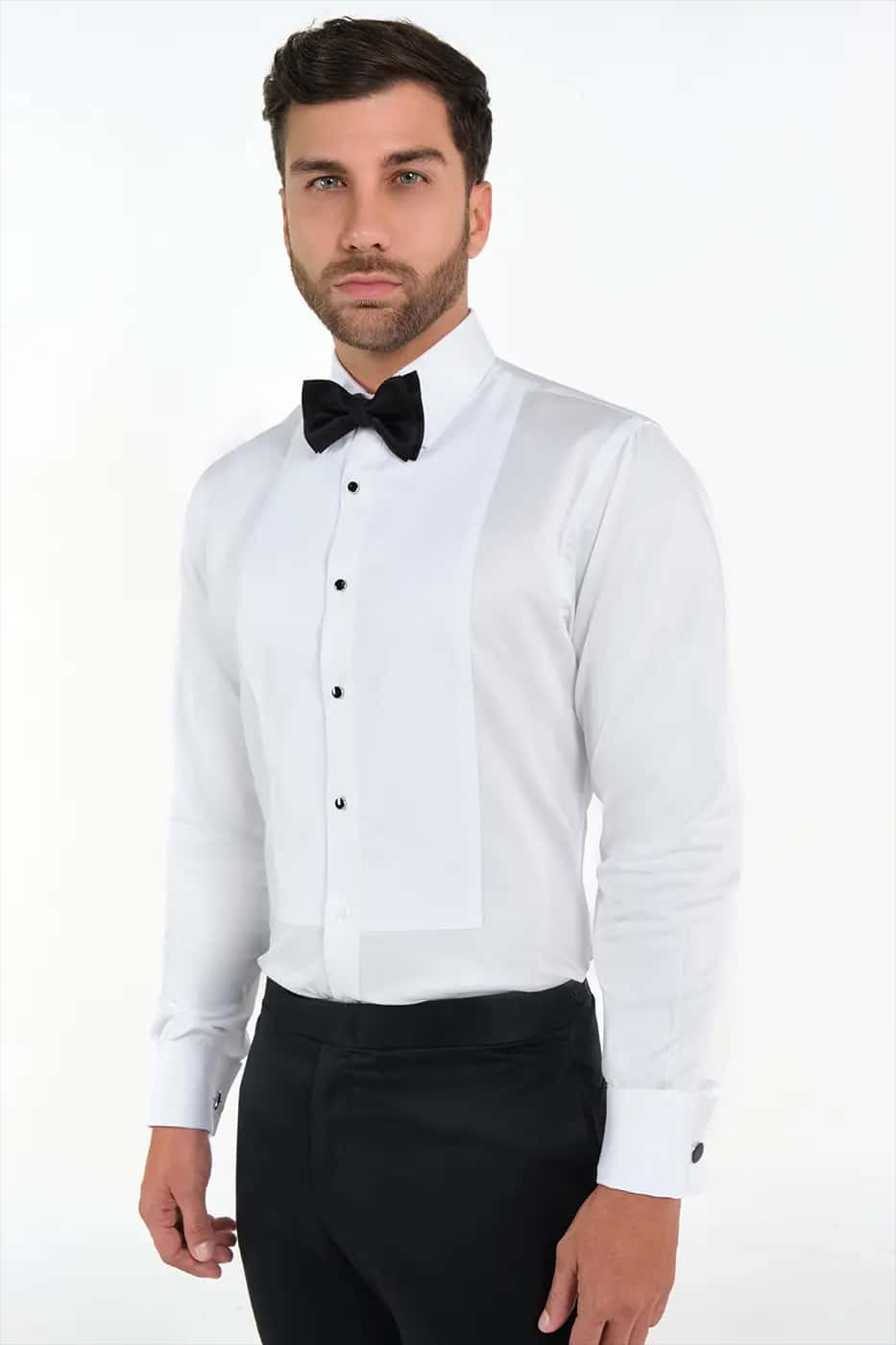 Camisa Smoking Slim Fit 100% Algodón Blanco