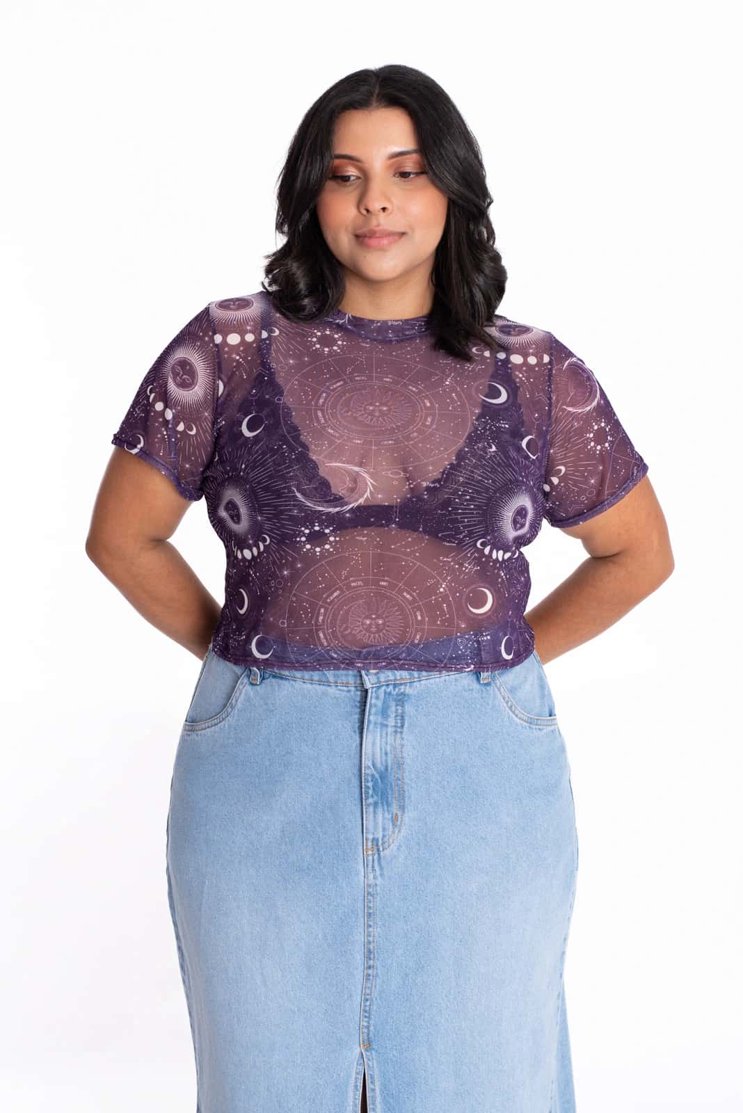 Crop Top Malla Astra Morado