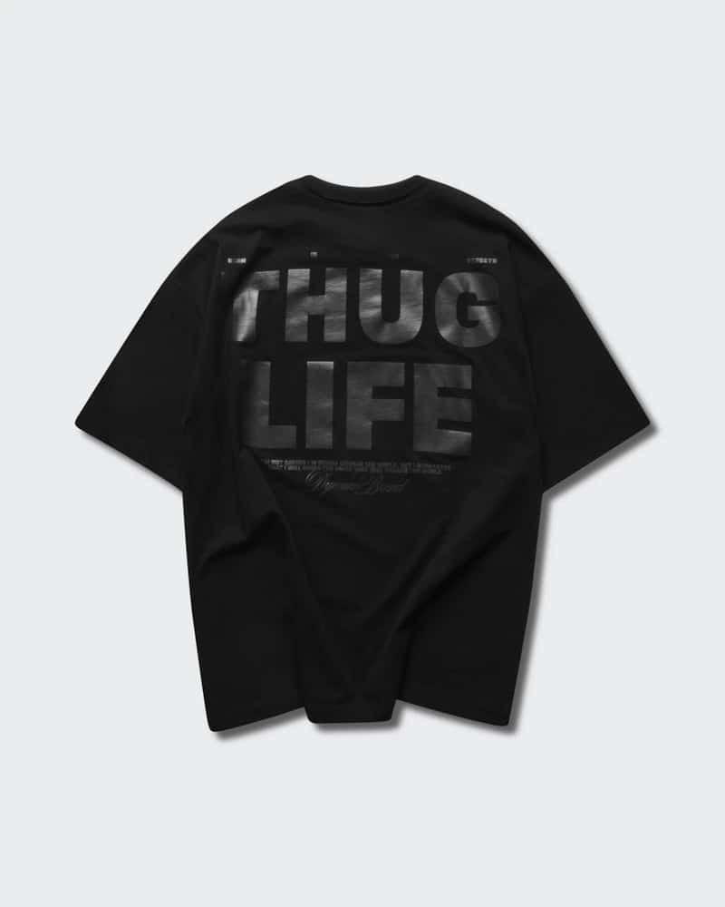 Camiseta Negra Oversize Thug Life - miniatura 2