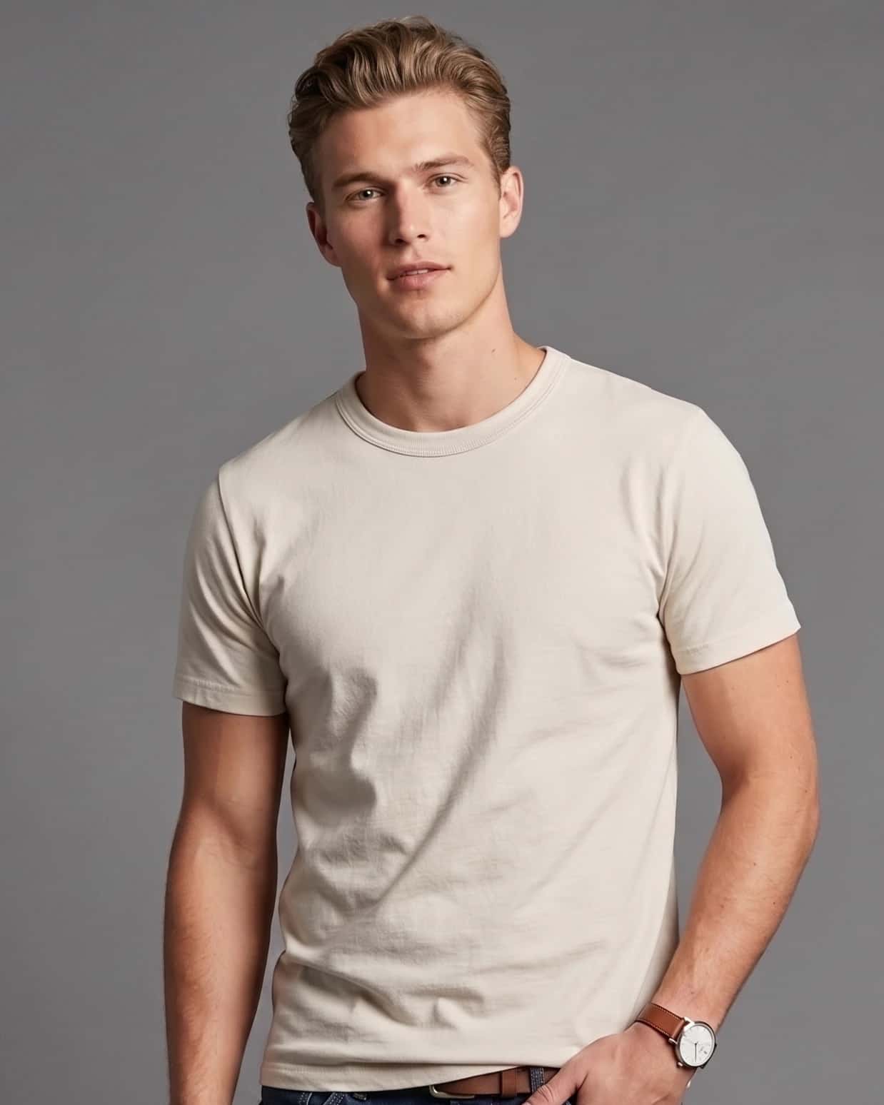 Camiseta Basica Premium Cotton Blanco Hueso