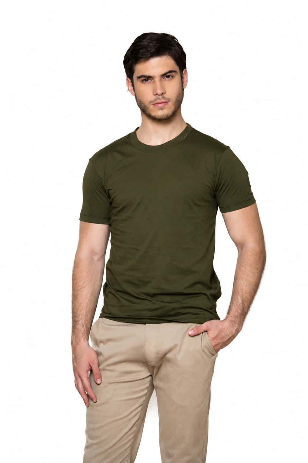 Camiseta 100% Algodón Pima Verde Militar
