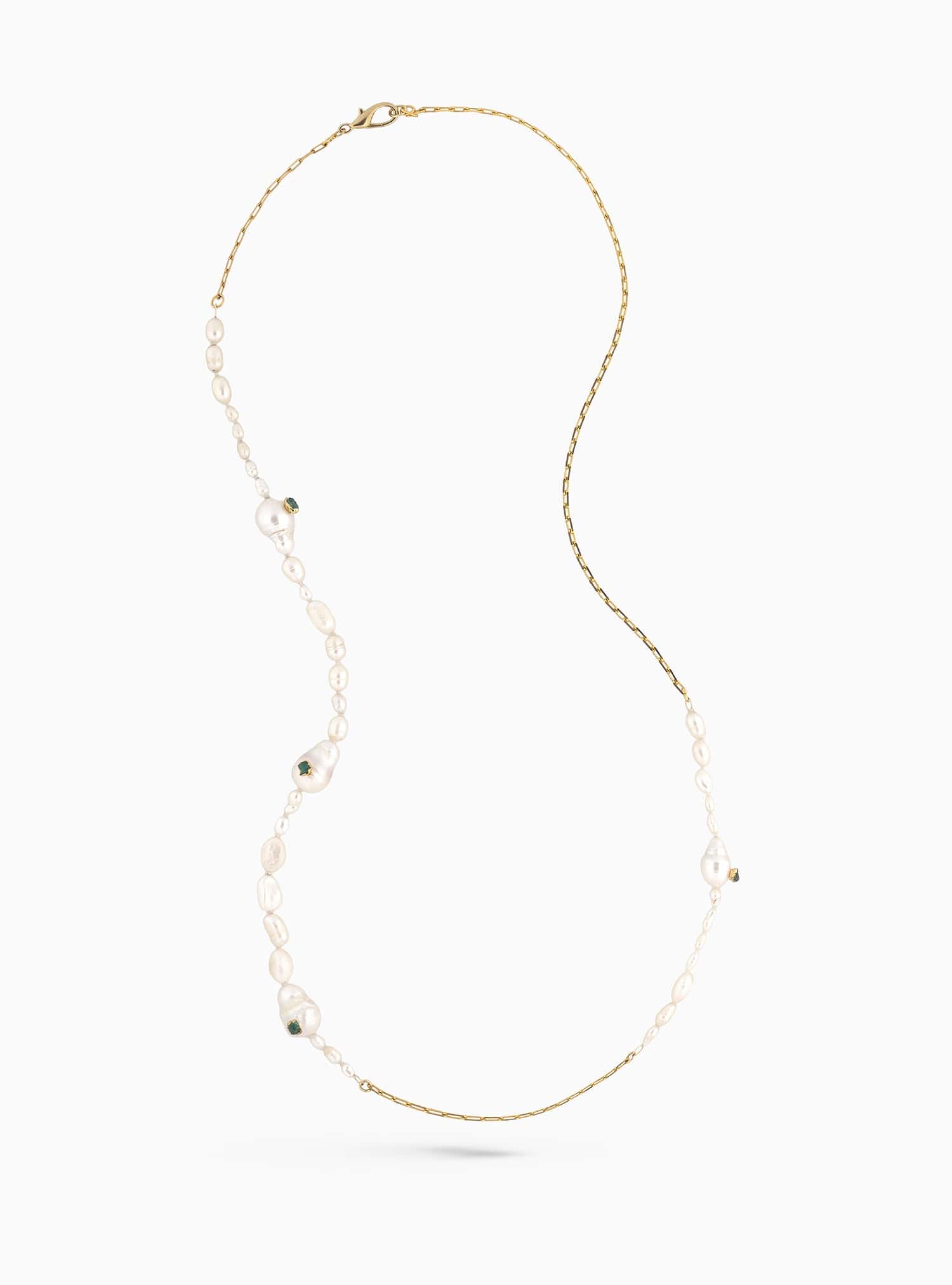 Emerald Pearl Long Necklace