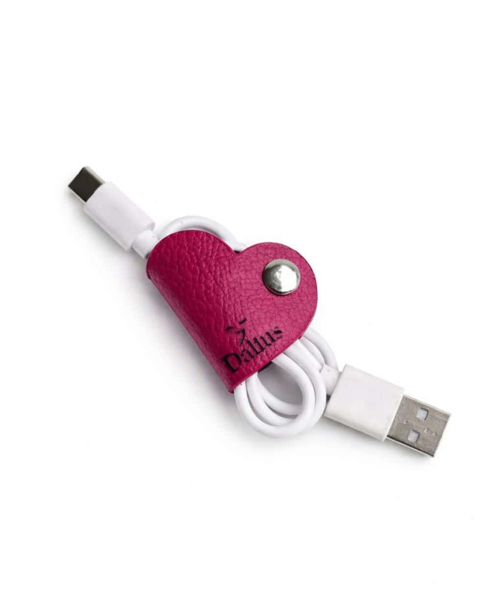 Portacables en cuero Oh My Love – Corazón Dalius fucsia - miniatura 2