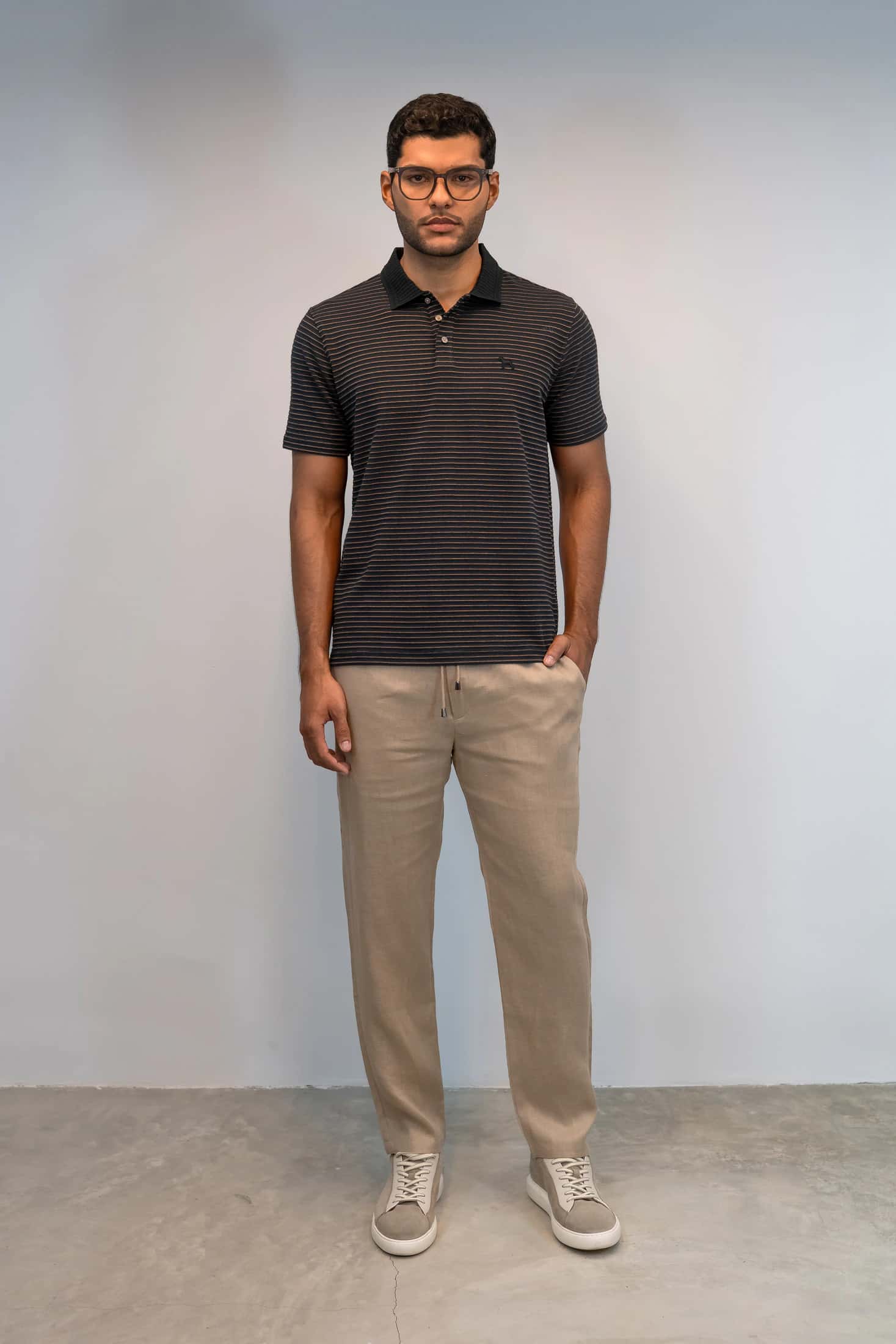 Polo Fashion Navy/Rayas Texturizadas