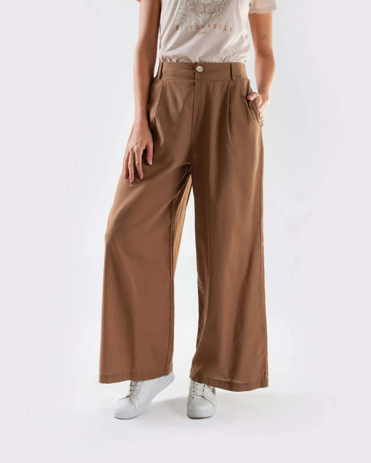 Pantalon cafe para mujer