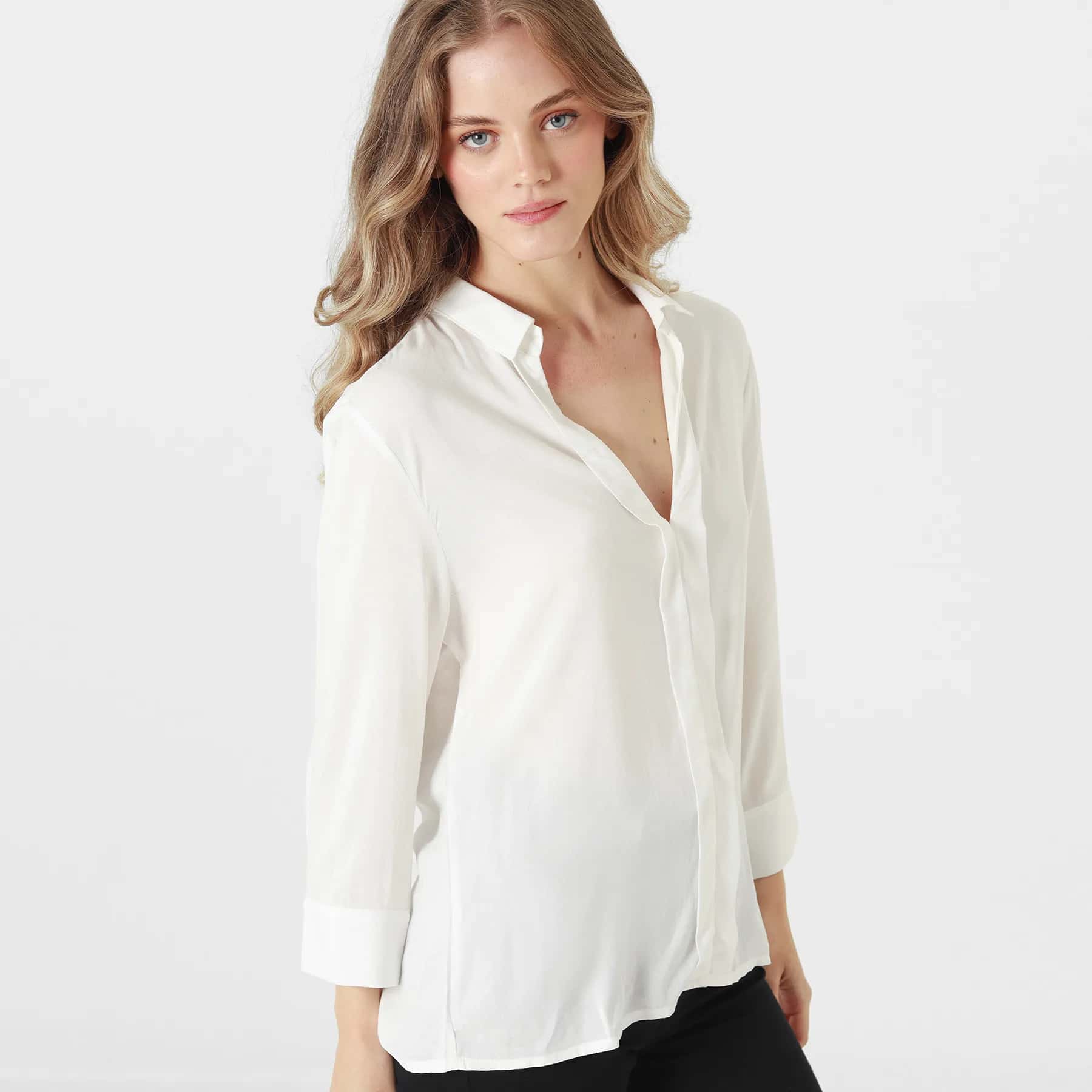Blusa Cuello V Manga Larga