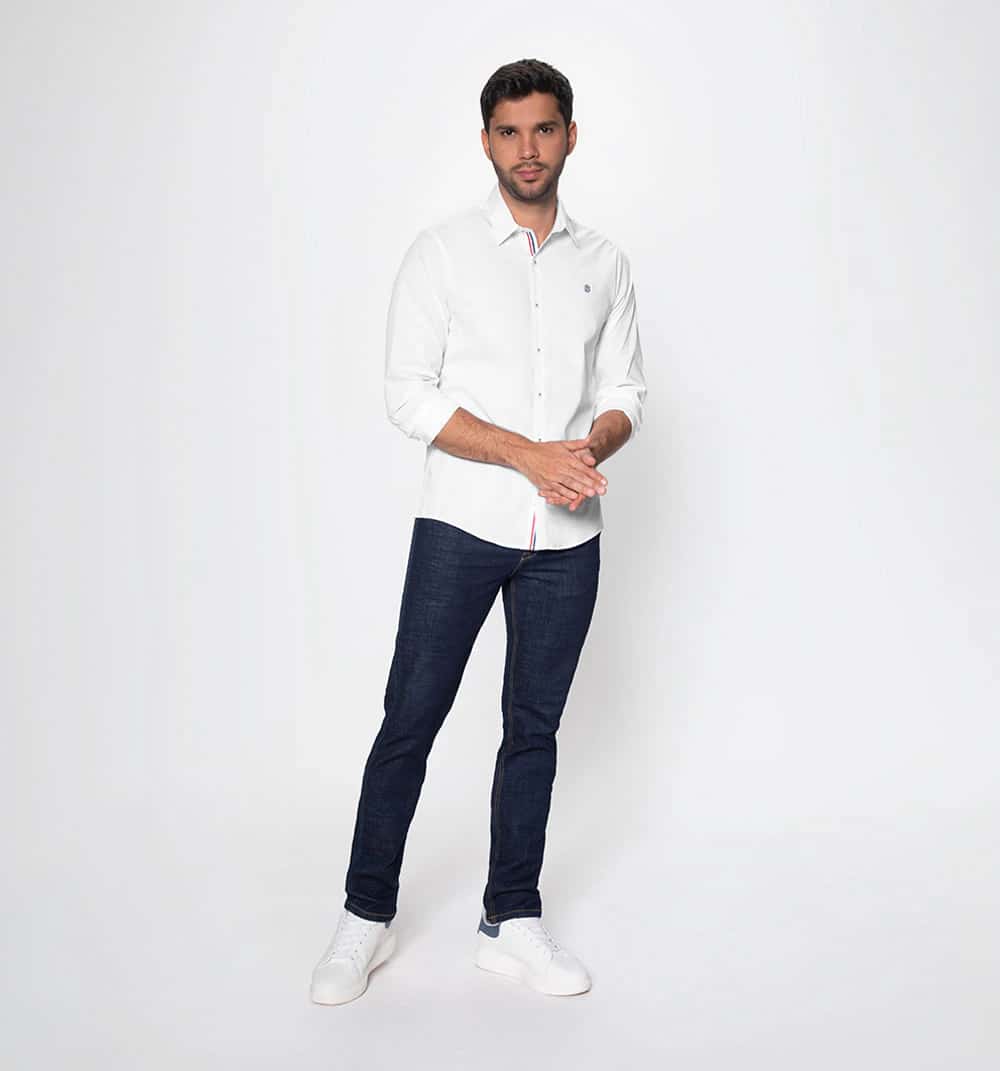 Camisa manga larga slim fit con cinta en